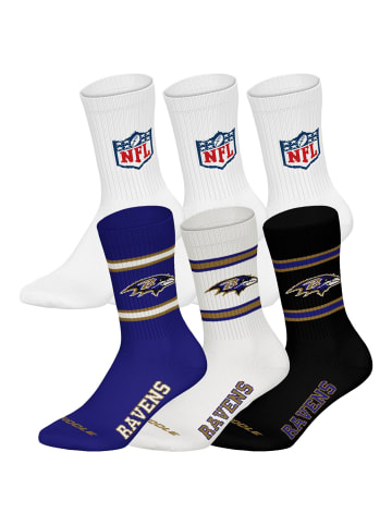 NFL Socken 6er Pack in Baltimore Ravens/Weiß