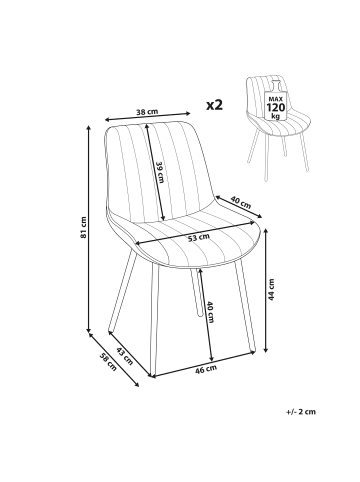 Beliani 2er-Set Esszimmerstuhl DUBROVNIK in Grün/Schwarz