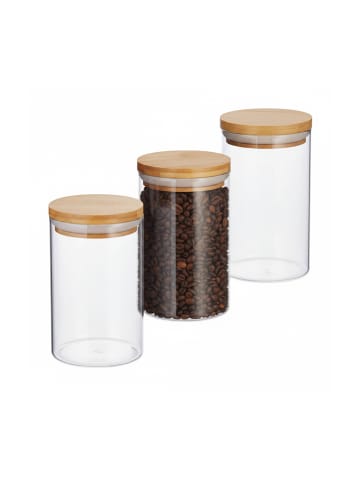 relaxdays 3x Vorratsdosen in Natur - 800 ml