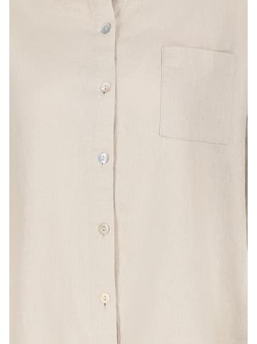 Eight2Nine Kurzarm Bluse Knopfleiste Rundhalsausschnitt in Beige-2