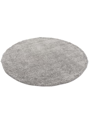 Pergamon Hochflor-Teppich Aloha Rund in grau