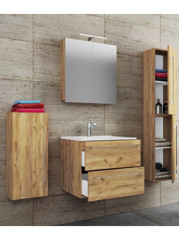 VCM  5-tlg. Waschplatz Waschtisch Badinos Schublade SC in Honig-Eiche