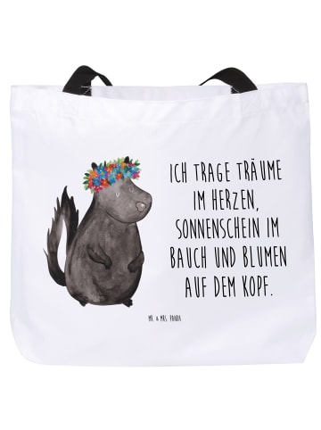 Mr. & Mrs. Panda Strandtasche Stinktier  mit Spruch in Weiß