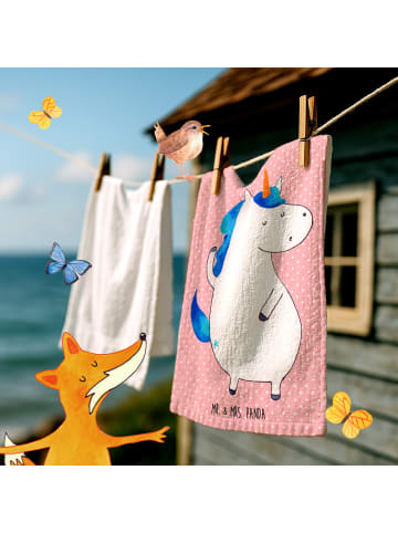 Mr. & Mrs. Panda Handtuch Einhorn Mann ohne Spruch in Rot Pastell