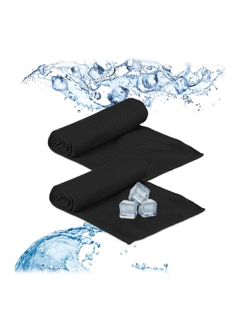 relaxdays 20 x Kühlhandtuch in Schwarz - 90 x 30 cm