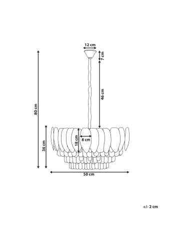 Beliani Kronleuchter CANAGUA in Messing/Transparent - (W) 50 x (H) 80 x (L) 50 cm