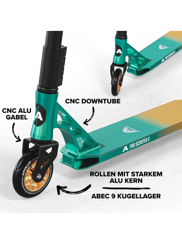 Apollo Stunt Scooter " Genesis Pro X - Türkis/Gold " in türkis/gold