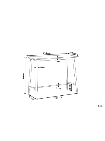 Beliani Esszimmertisch CHAVES in Weiß/Braun - (W) 50 x (H) 90 x (L) 110 cm
