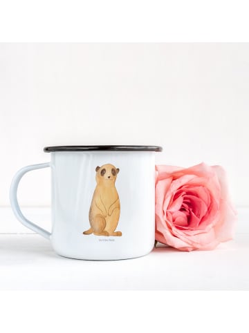 Mr. & Mrs. Panda XL Emaille Tasse Erdmännchen ohne Spruch in Weiß