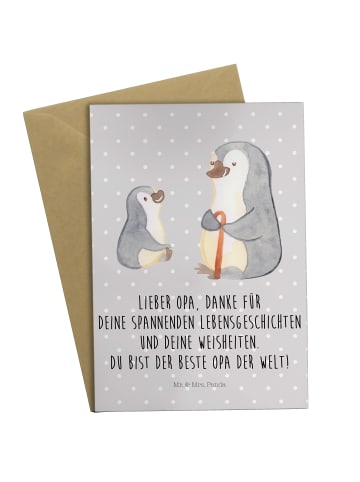 Mr. & Mrs. Panda Klappkarte Pinguin Opa Enkel mit Spruch in Grau Pastell