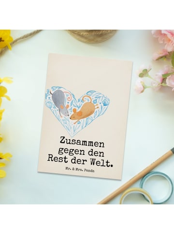 Mr. & Mrs. Panda Grußkarte Hochzeit Mäuse Herz Design mit Spruch in Weiß