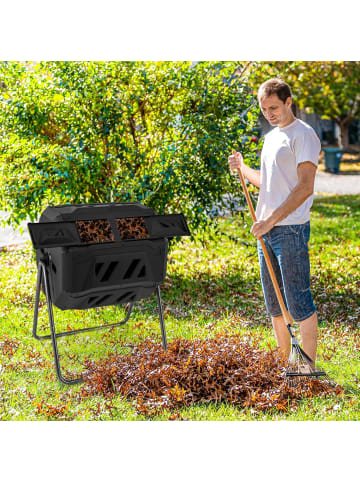 COSTWAY 160L Trommel-Komposter in Schwarz