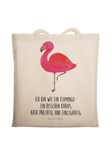 Mr. & Mrs. Panda Shopping Tasche Flamingo Classic mit Spruch in Creme
