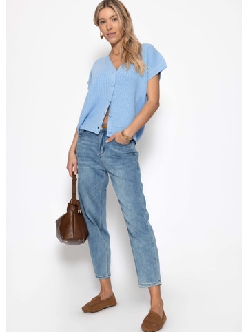 SASSYCLASSY Strickweste mit Herzknöpfen in Blau
