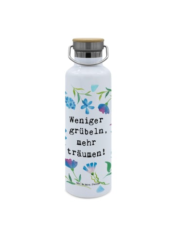 Mr. & Mrs. Panda Trinkflasche Weniger grübeln mit Spruch in Weiß