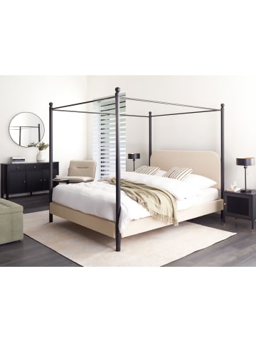 Beliani Himmelbett DANNEMOIS in Beige/Schwarz - (W) 170 x (H) 180 x (L) 211 cm