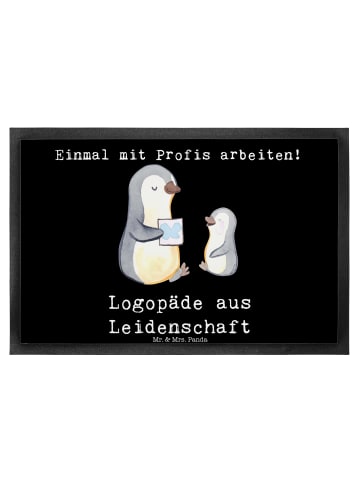 Mr. & Mrs. Panda Schuhabstreifer Logopäde Leidenschaft mit Spruch in Schwarz