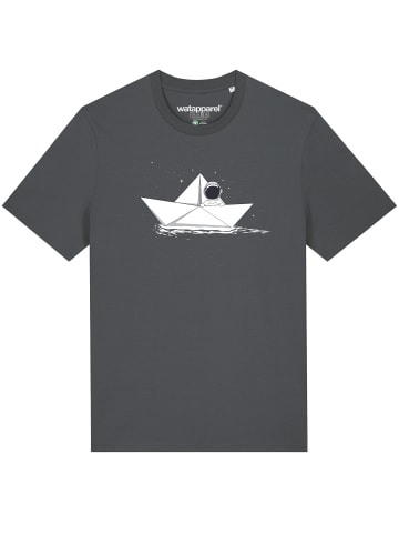 wat? Apparel T-Shirt Astronaut in paper boat in Grau