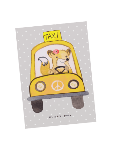 Mr. & Mrs. Panda Postkarte Taxifahrerin Herz ohne Spruch in Grau Pastell