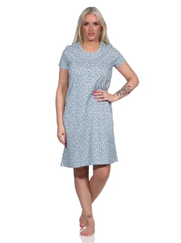 NORMANN Nachthemd Bigshirt kurzarm Herz Tupfen - 73288 in hellblau
