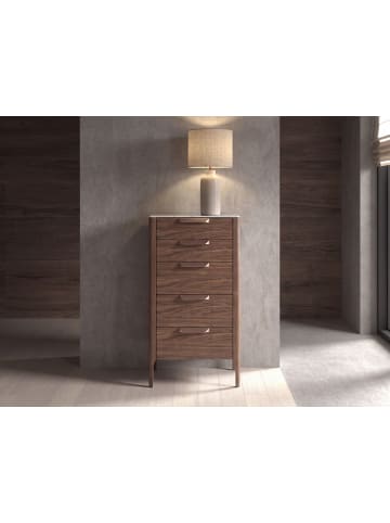 Angel Cerdá Chiffonier 7039 in Walnuss / Stahl / Weiß – (B)60 x (H)107 x (T)45 cm