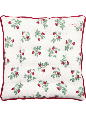 Greengate Sitzkissen BERRY Weiß mit Erdbeeren