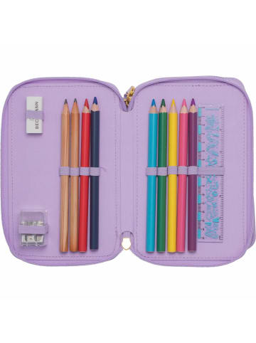 BECKMANN 3-Fächrige Federmappe Unicorn Princess Purple in lila