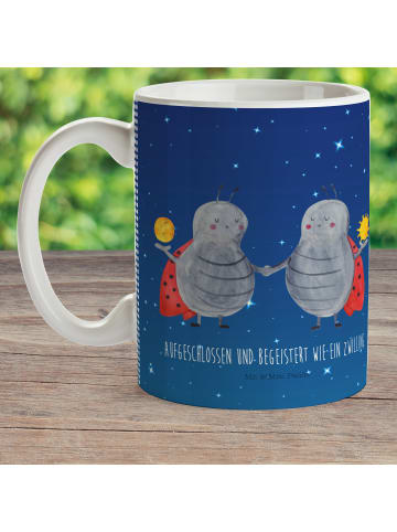 Mr. & Mrs. Panda Campingbecher Sternzeichen Zwilling mit Spruch in Sternenhimmel Blau