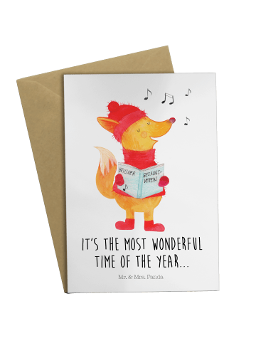 Mr. & Mrs. Panda babykarte Fuchs Sänger mit Spruch in Weiß