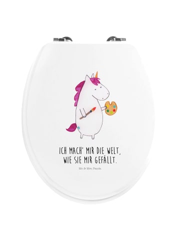 Mr. & Mrs. Panda Motiv WC Sitz Einhorn Künstler mit Spruch in Weiß