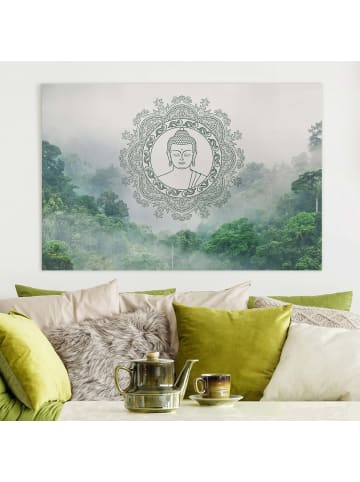 WALLART Leinwandbild - Buddha Mandala im Nebel in Grün