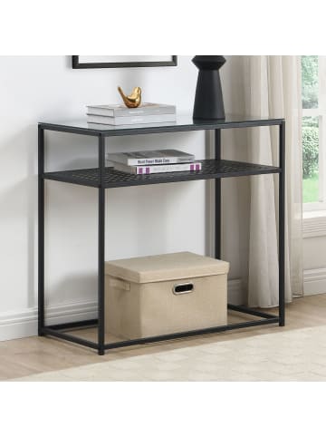 FineBuy Konsolentisch in Schwarz / Glas / 80x40x77