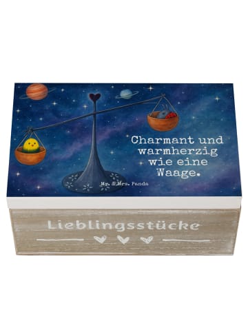 Mr. & Mrs. Panda Kiste Sternzeichen Waage Design mit Spruch in Weiß