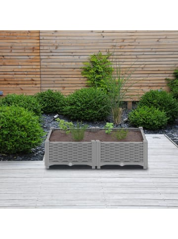 relaxdays Pflanzkübel in Grau - (B)80 x (H)38 x (T)40 cm