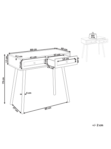 Beliani Konsolentisch ODELL in Braun - (W) 88 x (H) 79 x (L) 40 cm