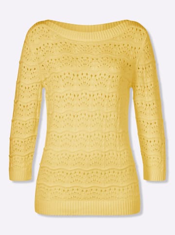 Sieh an! Ajour-Pullover in zitrone