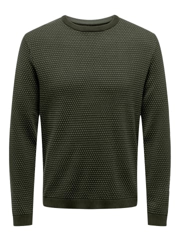 Only&Sons Lässiger Pullover Feinstrick Design Sweater ONSTAPA in Grün