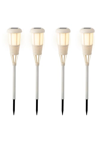 MARELIDA 4er Set LED Solar Fackel in beige