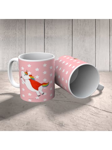 Mr. & Mrs. Panda Camping Tasse Einhorn Super ohne Spruch in Rot Pastell
