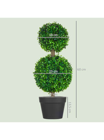 HOMCOM Kunstpflanze-17L x 17B x 60H cm-Grün