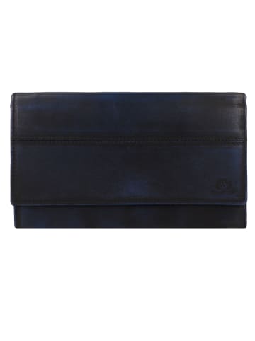 Greenburry Destressed Geldbörse RFID Schutz Leder 18.5 cm in navy blue