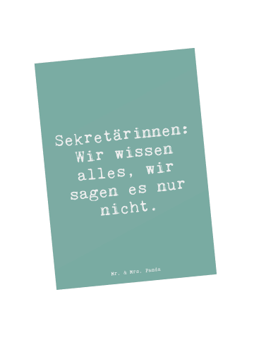 Mr. & Mrs. Panda Postkarte Spruch Sekretärin Geheimnisträgerin m... in Meeresbrise