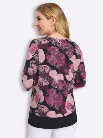 Sieh an! Longshirt in fuchsia-schwarz-bedruckt