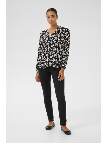 Kaffe Langarm-Bluse KAamber in Black/Turtledove Flower Print
