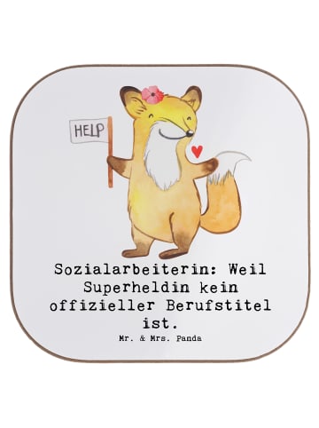 Mr. & Mrs. Panda Untersetzer für Gläser Sozialarbeiterin Heldin ... in Weiß