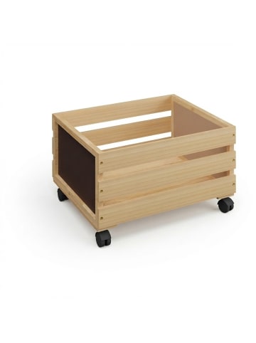 relaxdays Schallplatten-Kiste in Natur - (B)43 x (H)27 x (T)34 cm