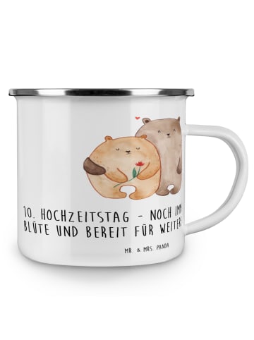 Mr. & Mrs. Panda Camping Emaille Tasse 10. Hochzeitstag Rosenhoc... in Transparent
