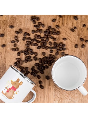 Mr. & Mrs. Panda Camping Emaille Tasse Maus Weihnachten ohne Spruch in Weiß