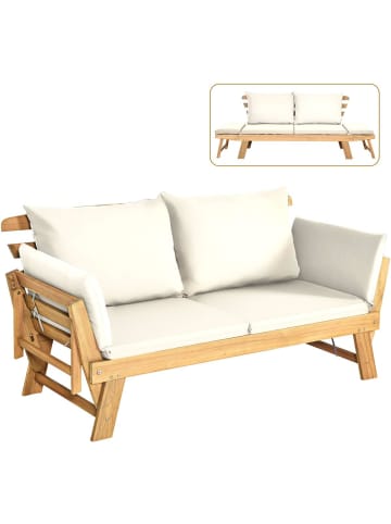 COSTWAY Gartenbank Schlafsofa in Beige