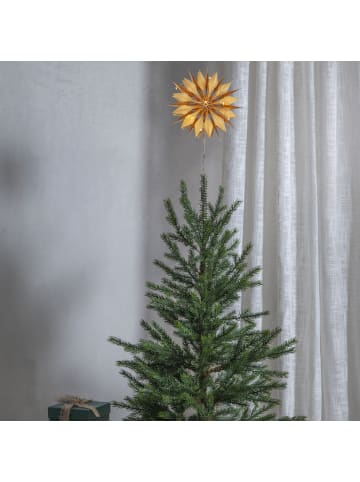 MARELIDA LED Baumspitze Papierstern Melli beleuchtet mit Timer in gold